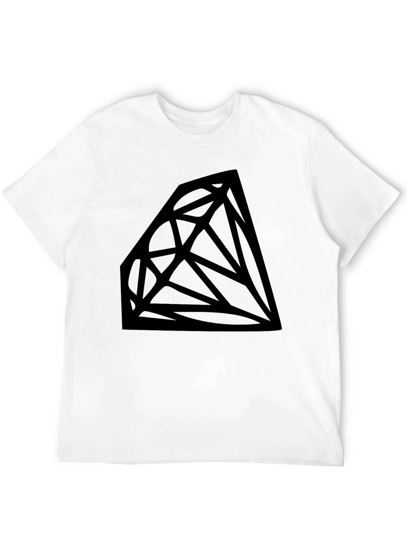 Geometric Diamond Graphic Tee - Black Cotton Blend