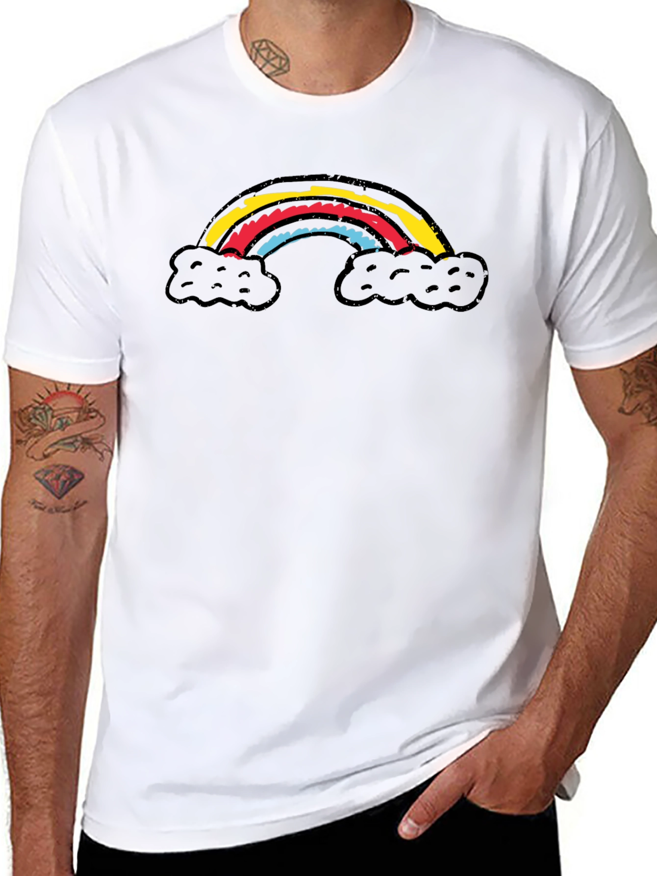 Rainbow Cloud Graphic Black T-Shirt
