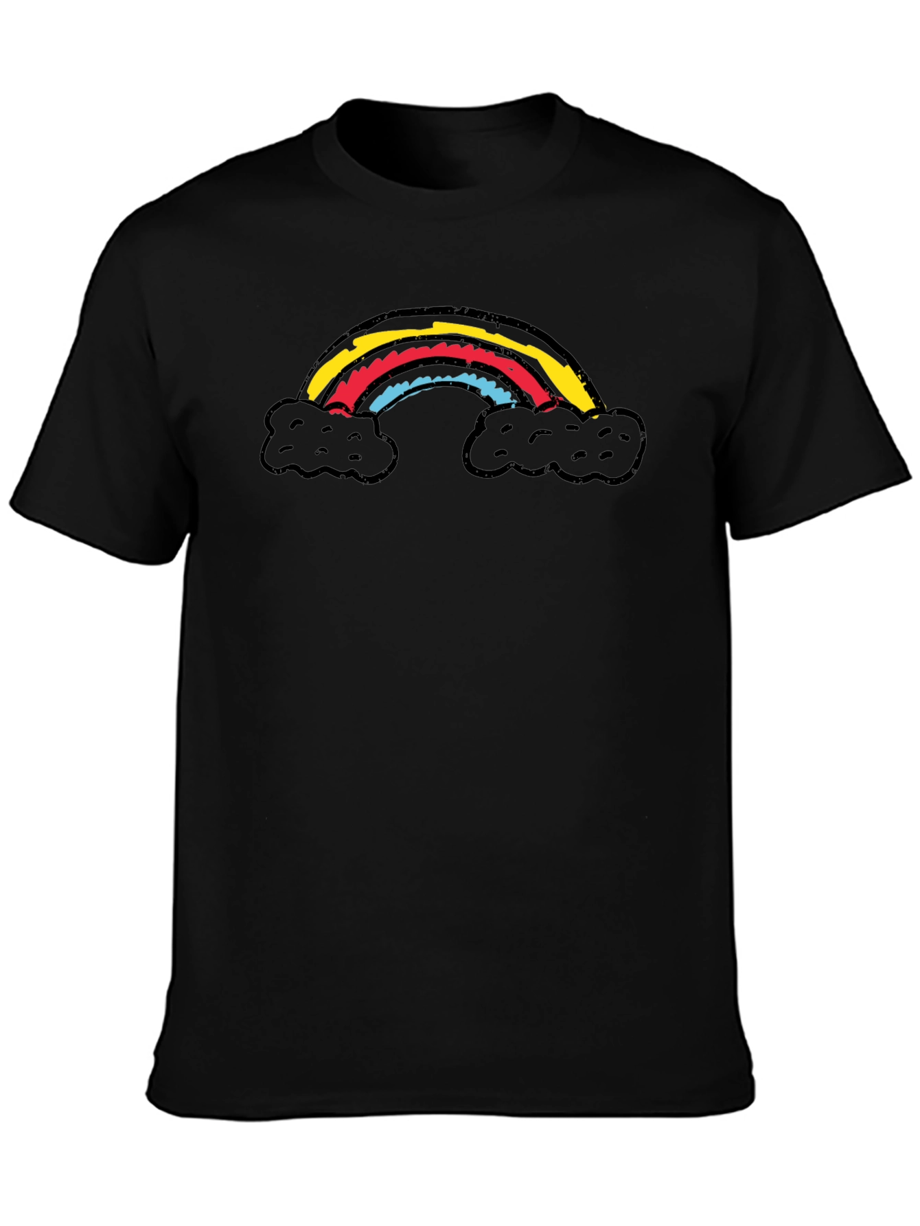 Rainbow Cloud Graphic Black T-Shirt