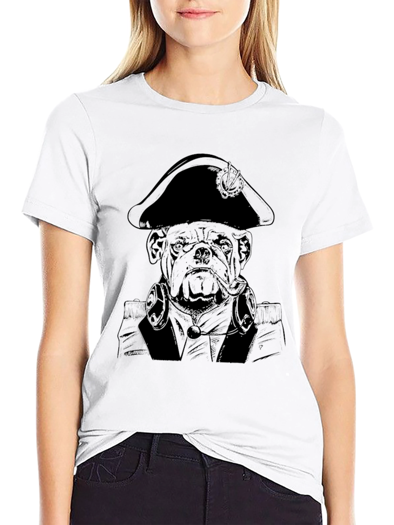 Pirate Bulldog Graphic Tee - Black Cotton T-Shirt
