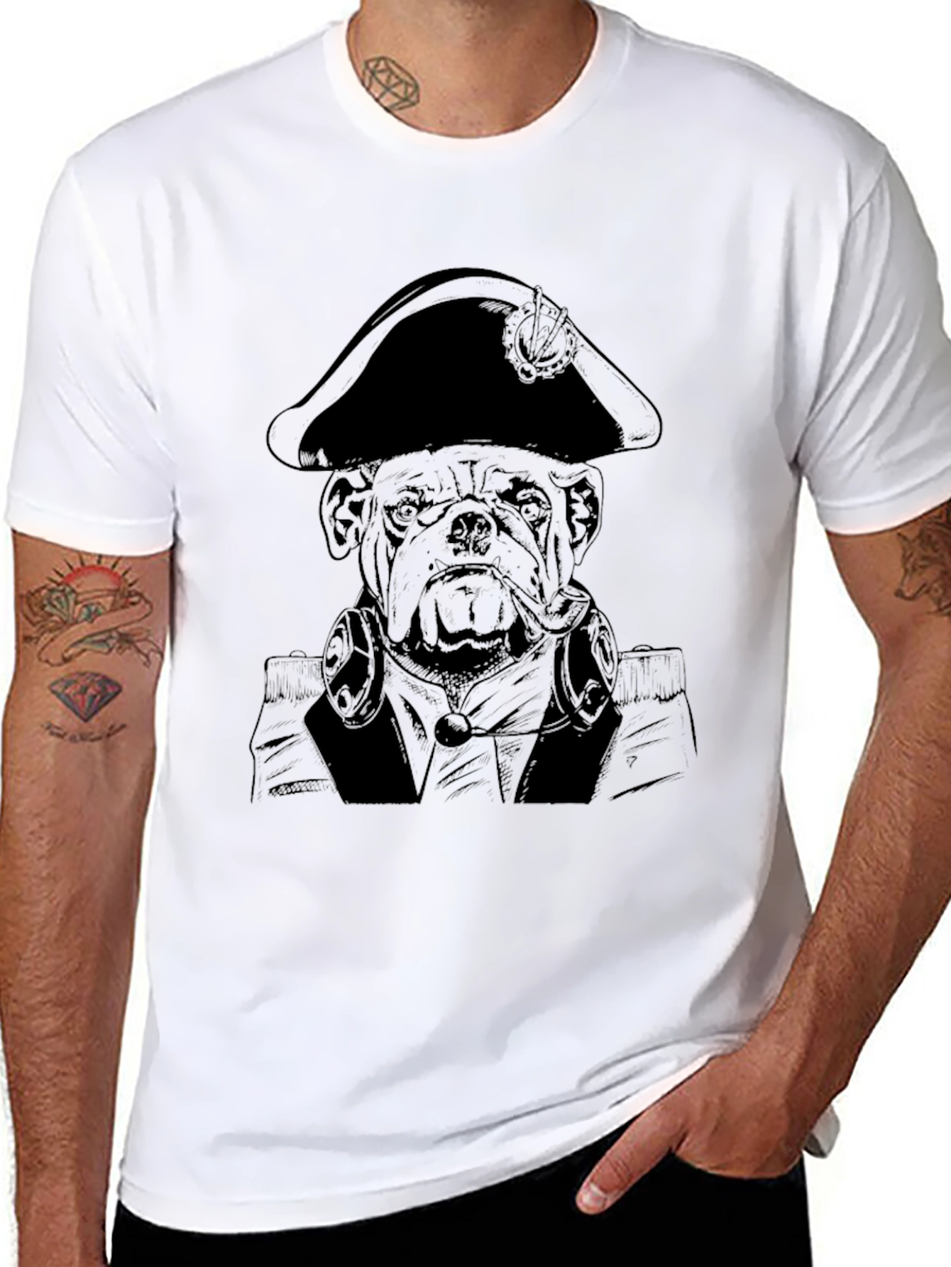 Pirate Bulldog Graphic Tee - Black Cotton T-Shirt