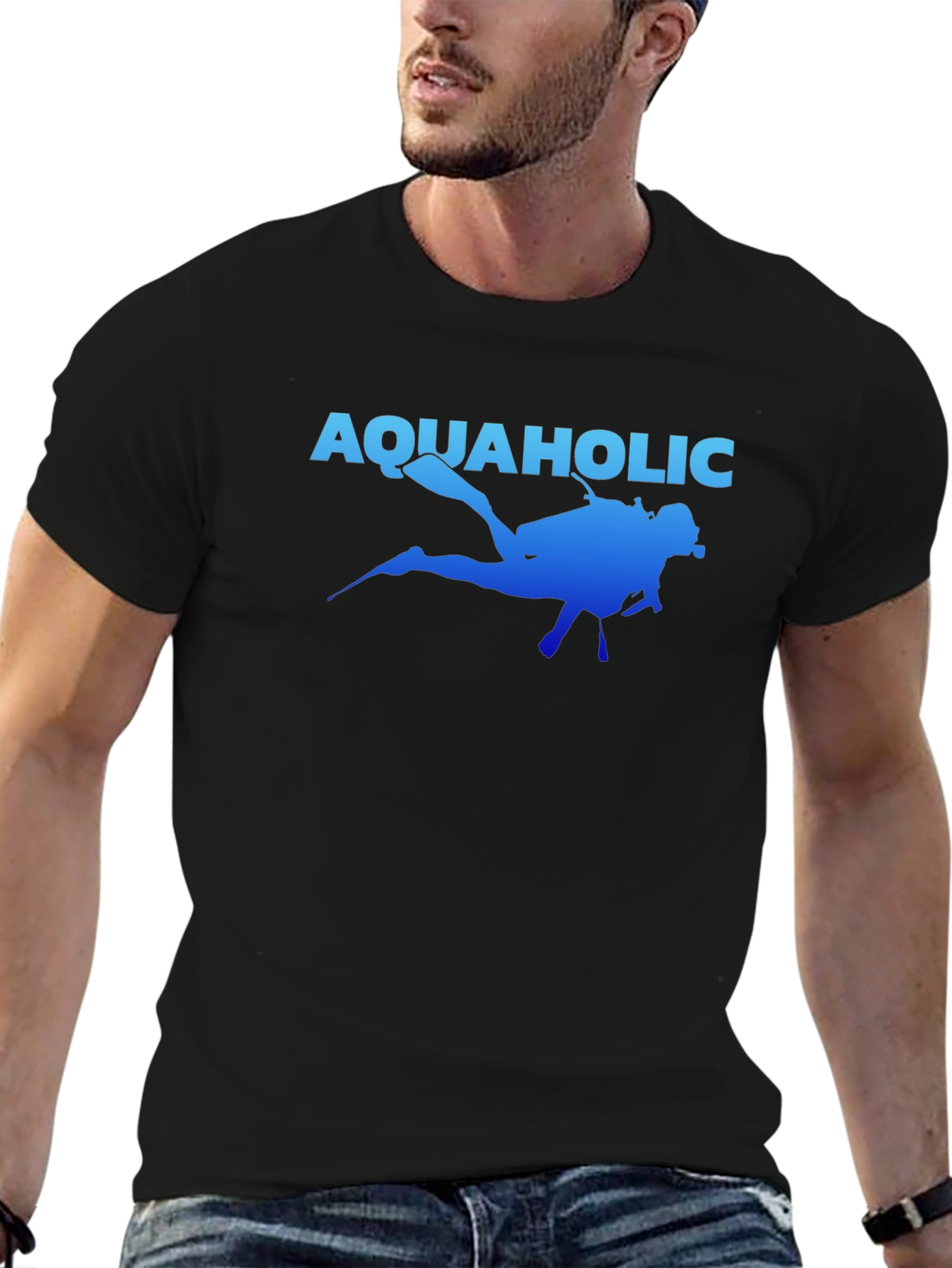 Aquaholic Scuba Diver Graphic T-Shirt