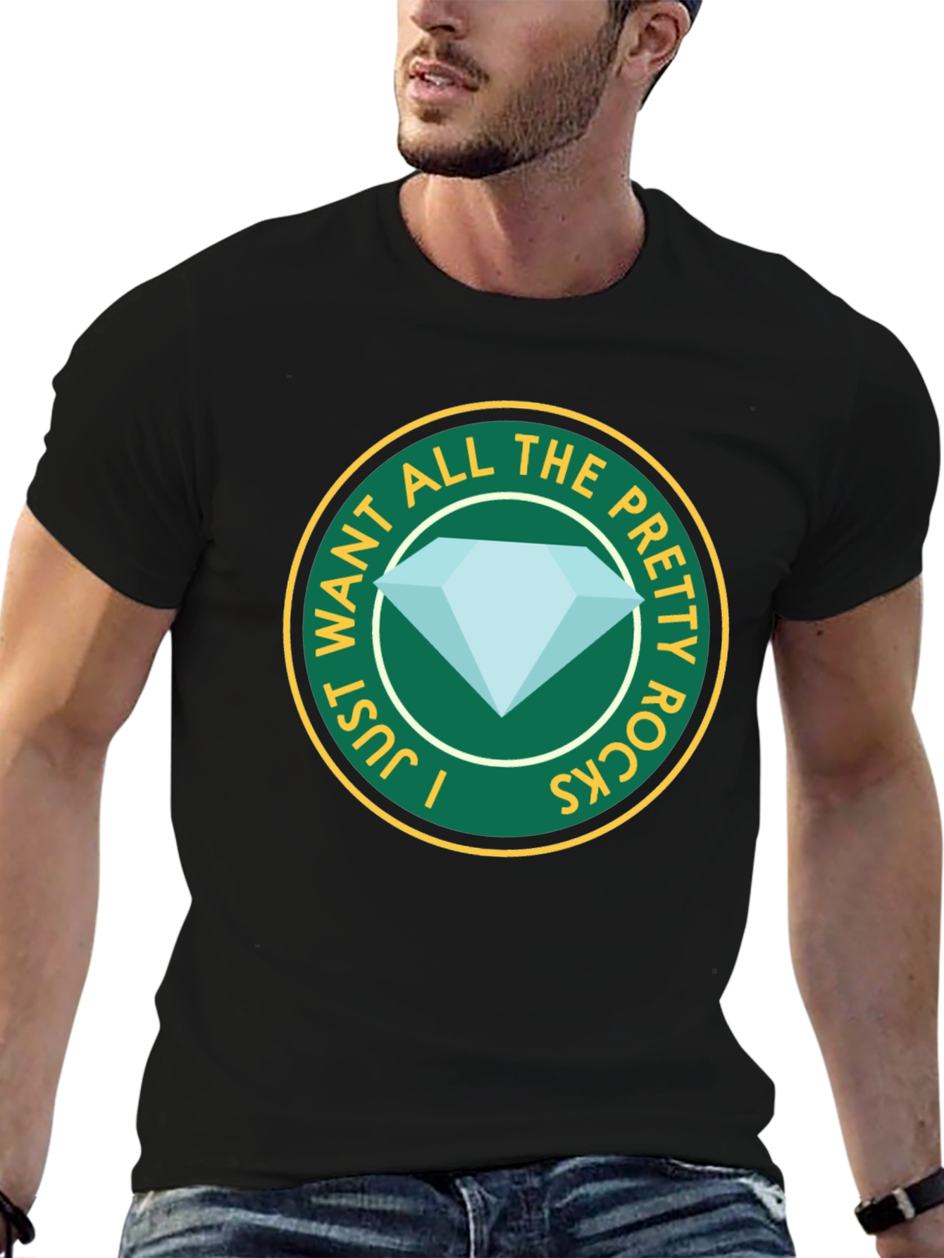 Pretty Rocks Graphic T-Shirt - Black Crew Neck