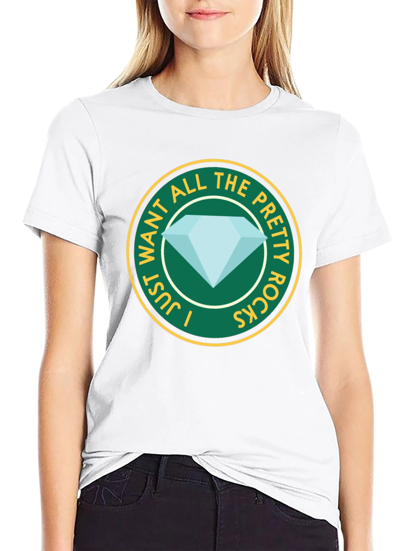 Pretty Rocks Graphic T-Shirt - Black Crew Neck