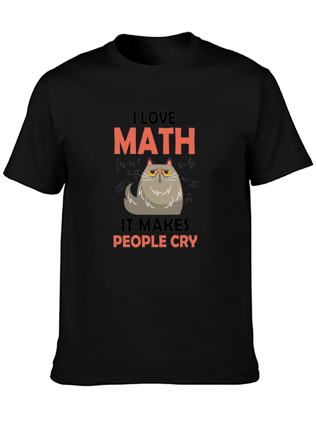 I Love Math Funny Cat Graphic T-Shirt