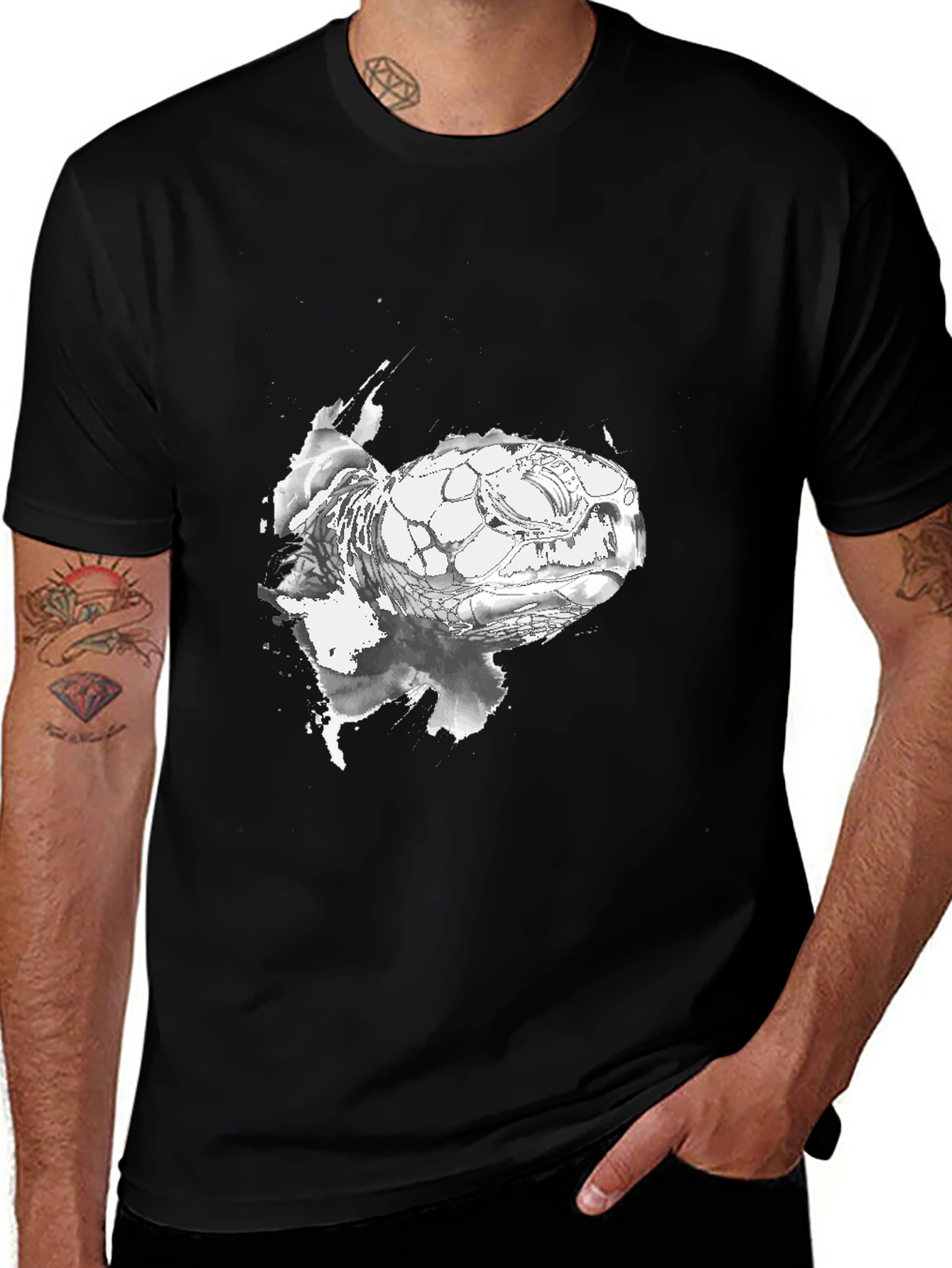 Turtle Graphic Black T-Shirt - Unique Design