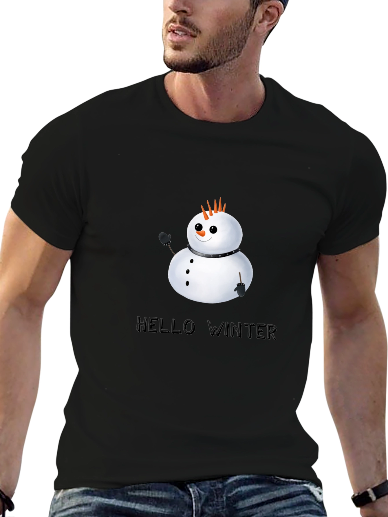 Hello Winter Punk Snowman Graphic Tee