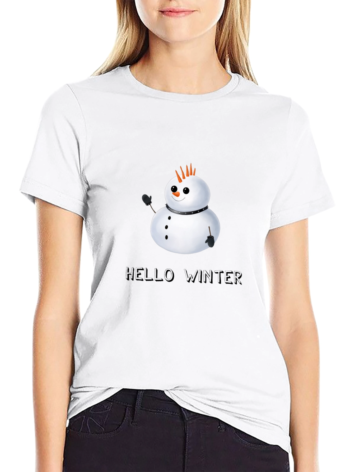 Hello Winter Punk Snowman Graphic Tee