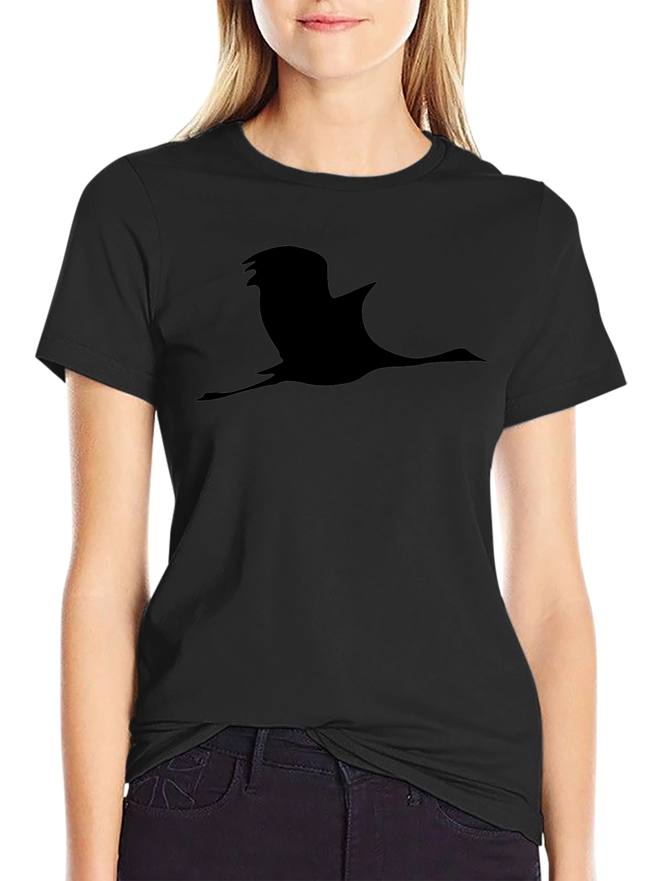 Flying Bird Silhouette Black T-Shirt