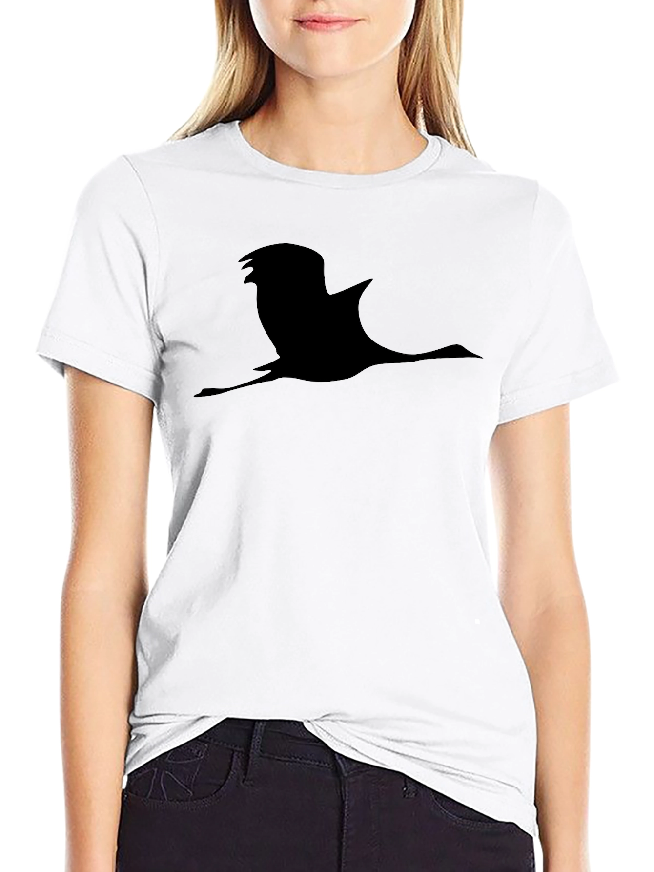 Flying Bird Silhouette Black T-Shirt