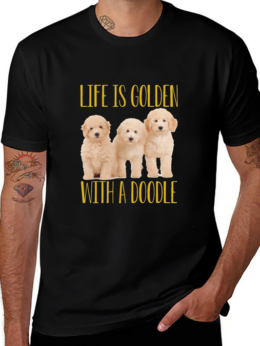 Life is Golden with a Doodle Black T-Shirt