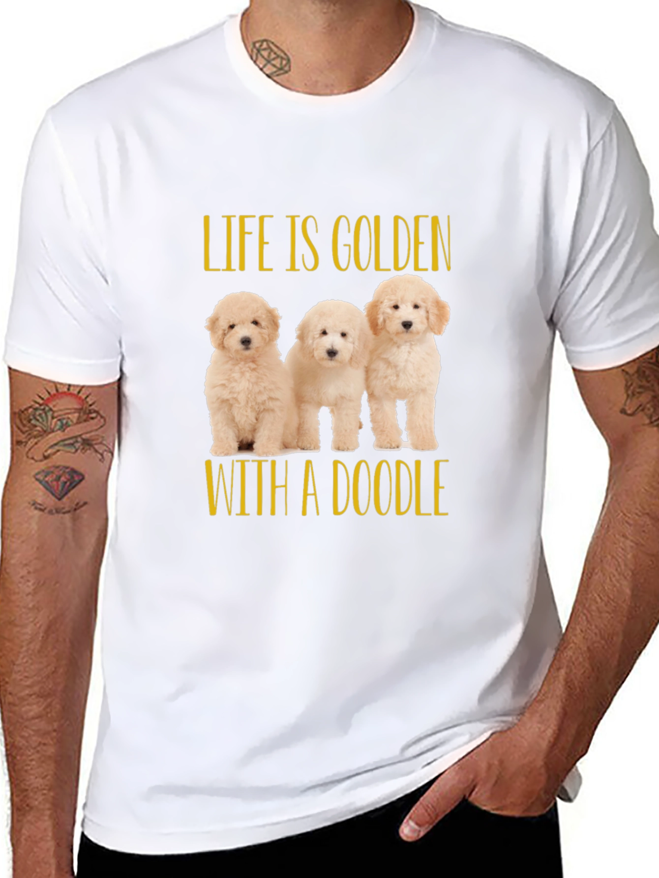 Life is Golden with a Doodle Black T-Shirt