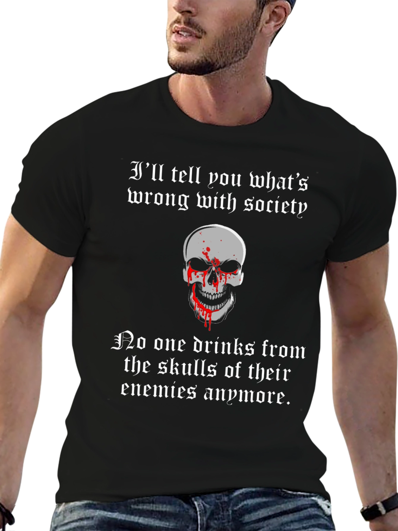 Skull Humor Graphic T-Shirt - Wrong With Society