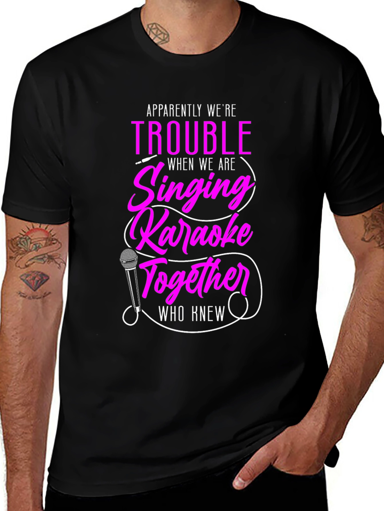 Karaoke Trouble Graphic Tee - Black