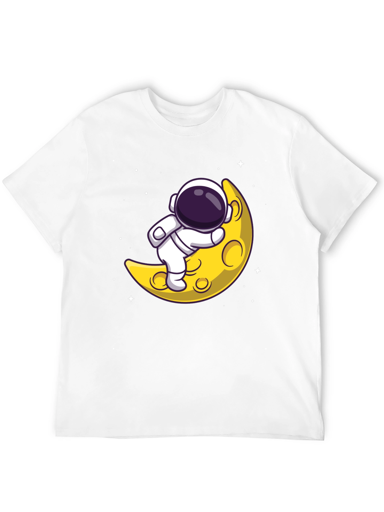 Astronaut on Moon Graphic Tee - Black Cotton T-Shirt