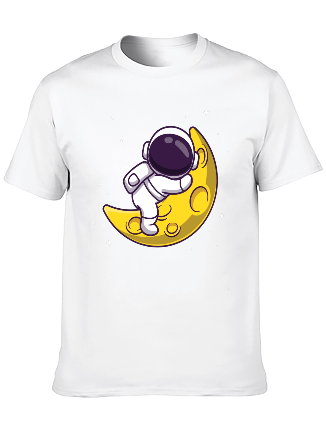 Astronaut on Moon Graphic Tee - Black Cotton T-Shirt