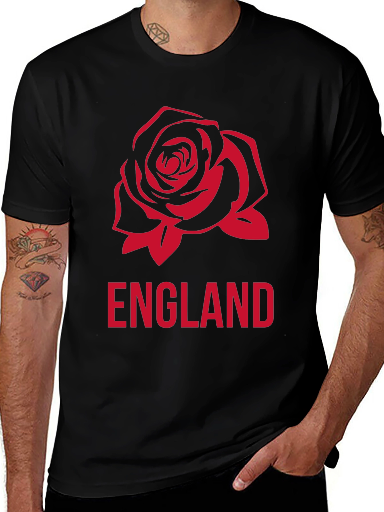 England Rose Graphic Tee - Classic Black T-Shirt