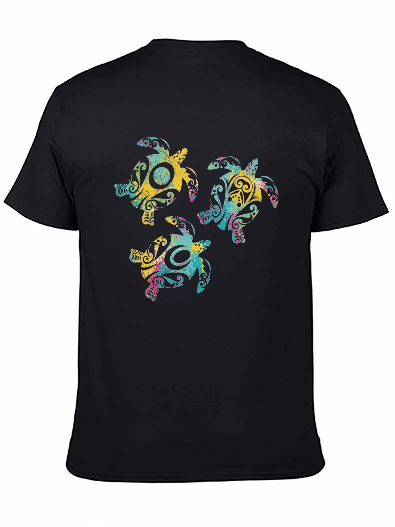 Tribal Turtle Graphic Print Crew Neck T-Shirt