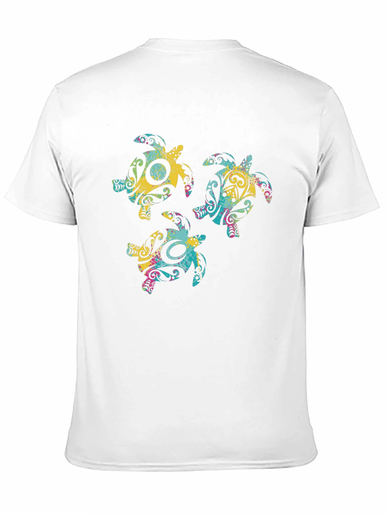 Tribal Turtle Graphic Print Crew Neck T-Shirt