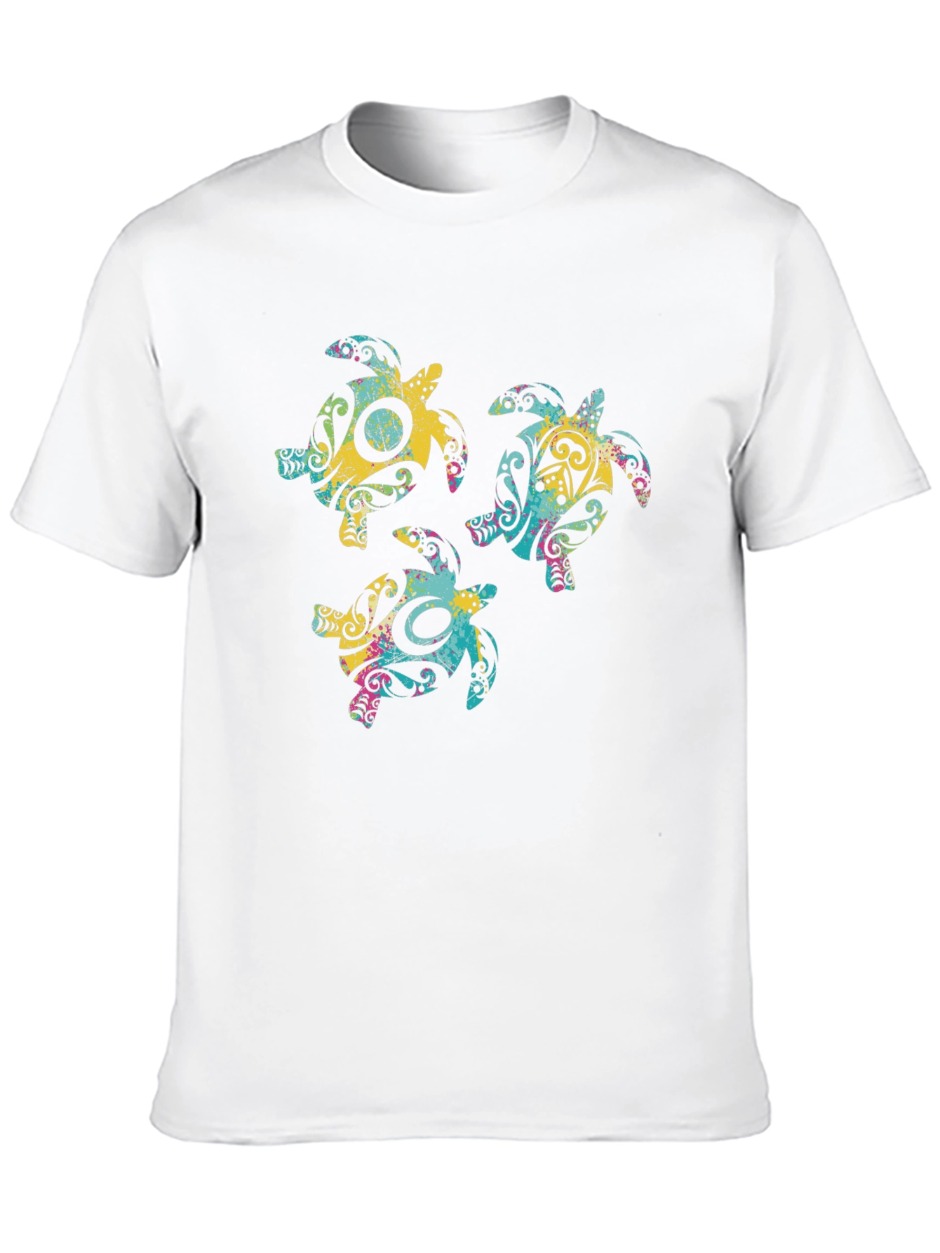Tribal Turtle Graphic Print Crew Neck T-Shirt