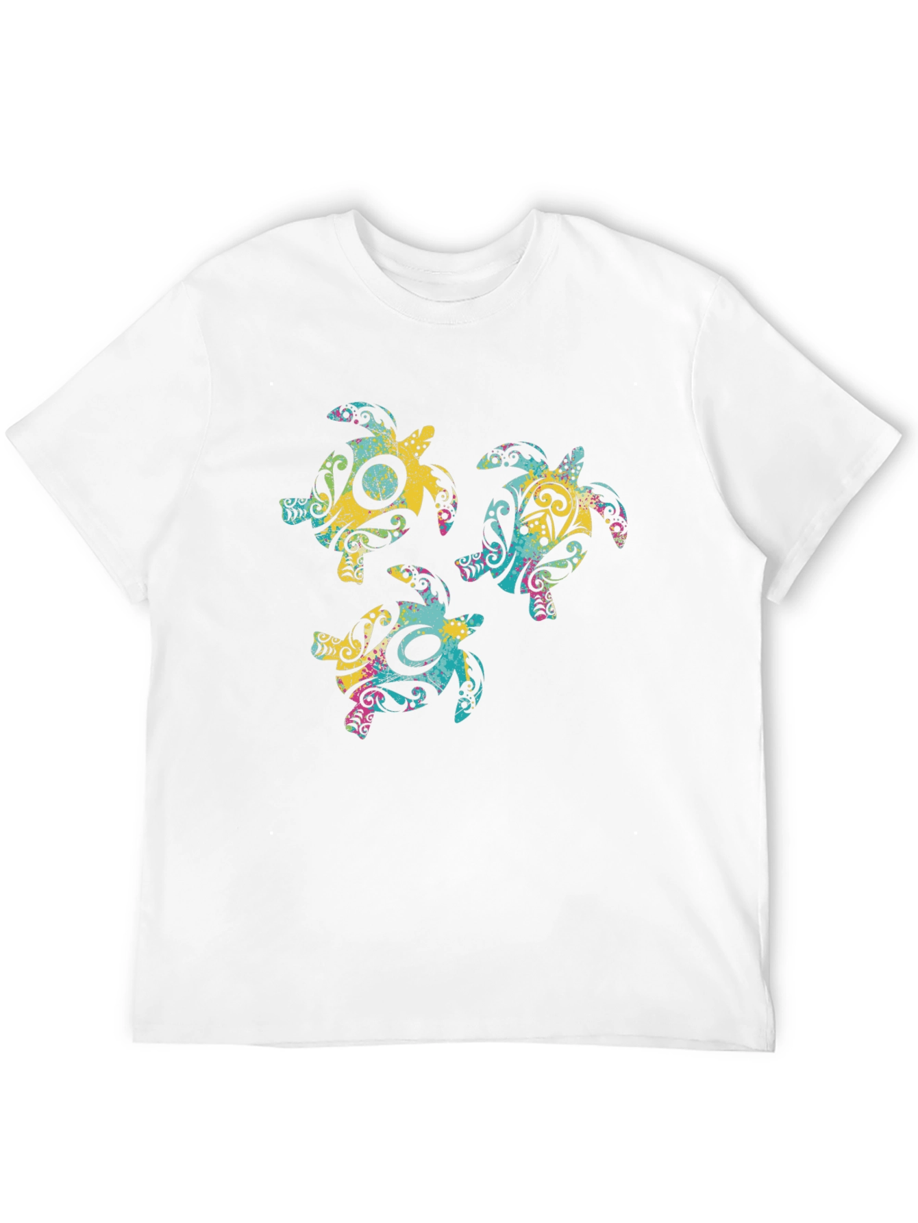 Tribal Turtle Graphic Print Crew Neck T-Shirt