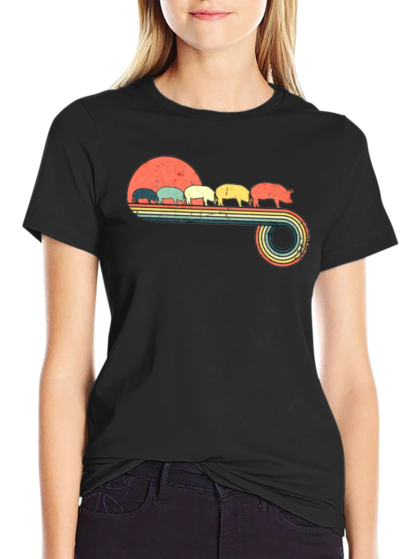 Retro Pig Silhouette T-Shirt
