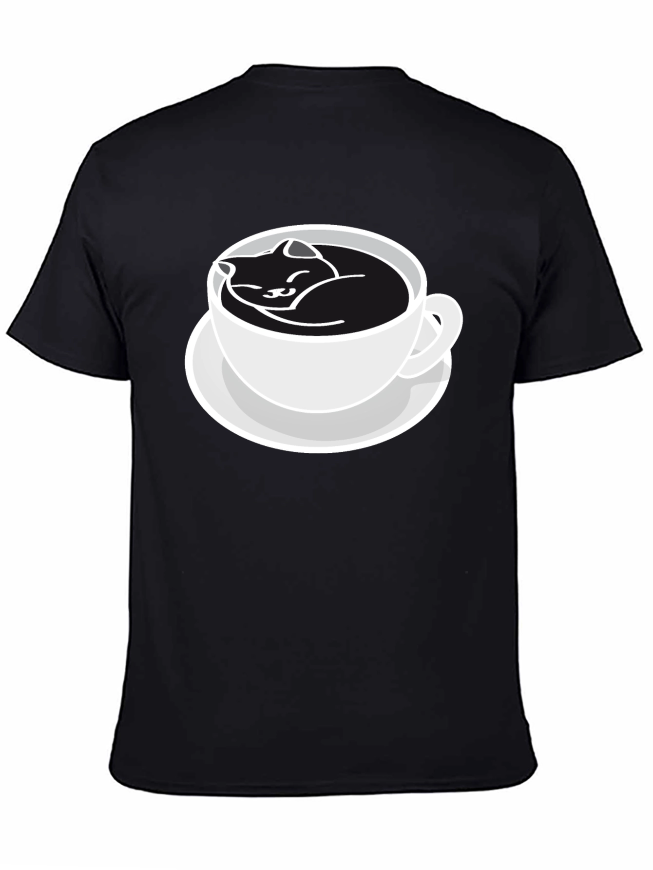 Cat Nap Coffee Cup Black T-Shirt