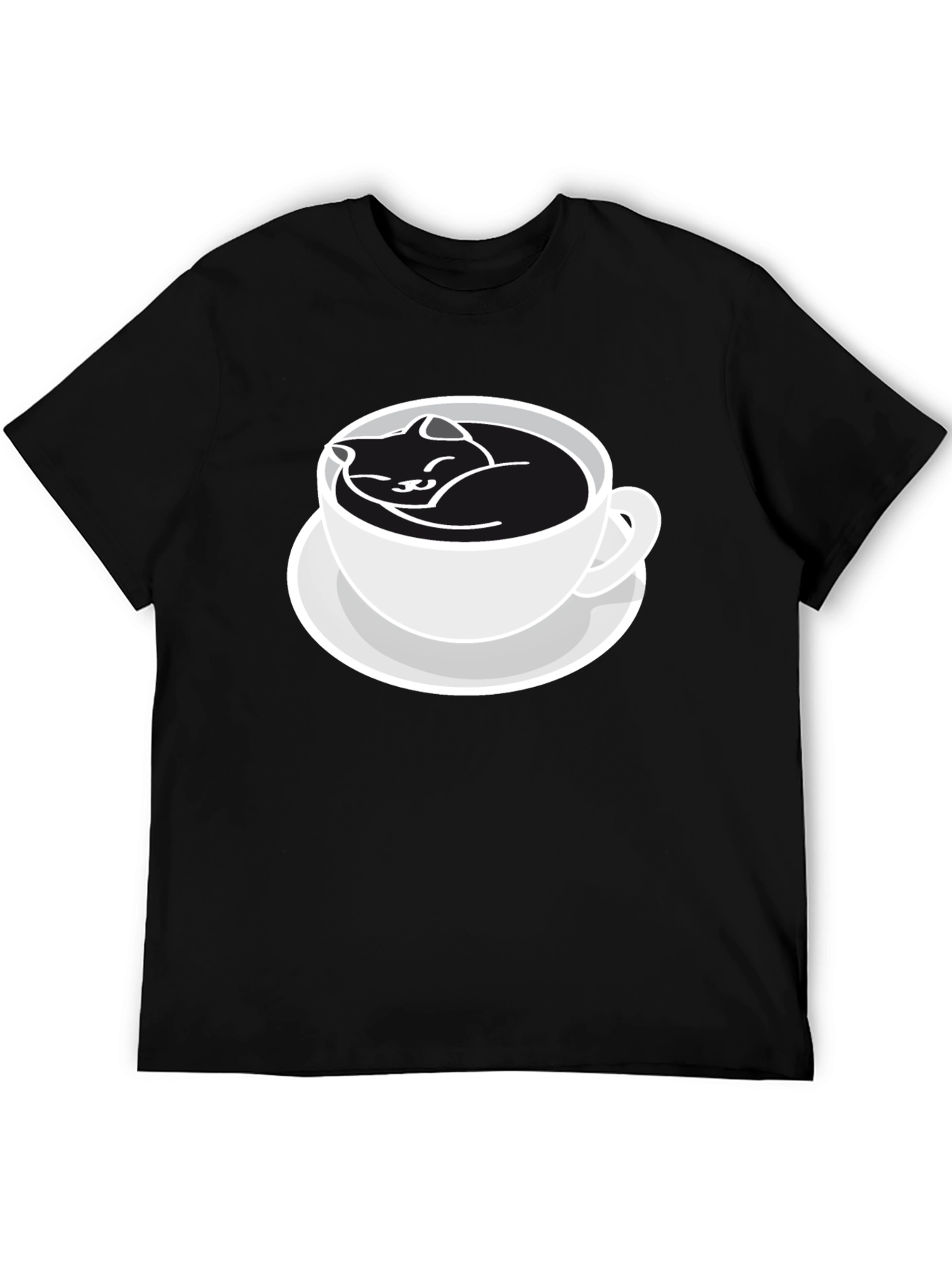 Cat Nap Coffee Cup Black T-Shirt