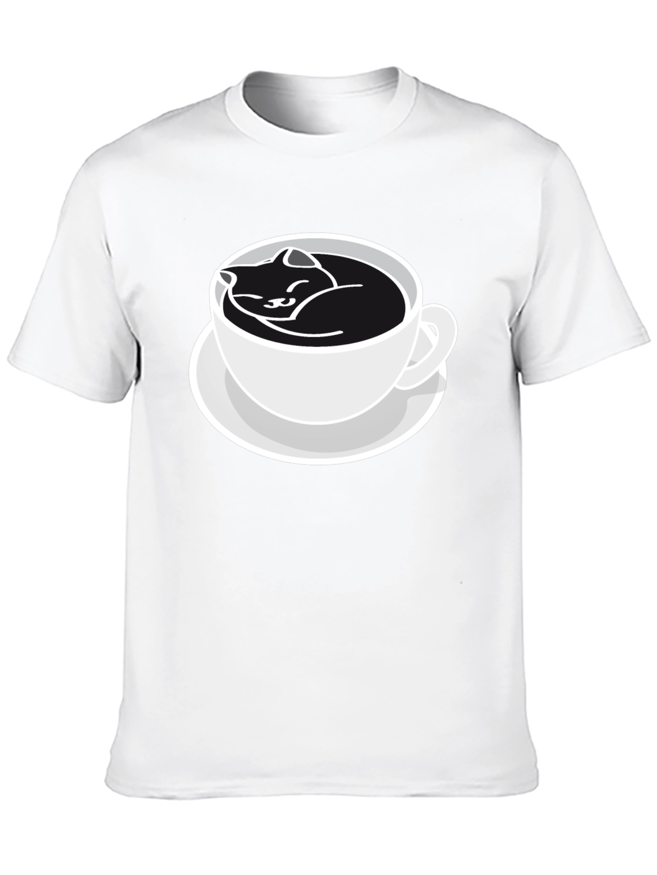 Cat Nap Coffee Cup Black T-Shirt