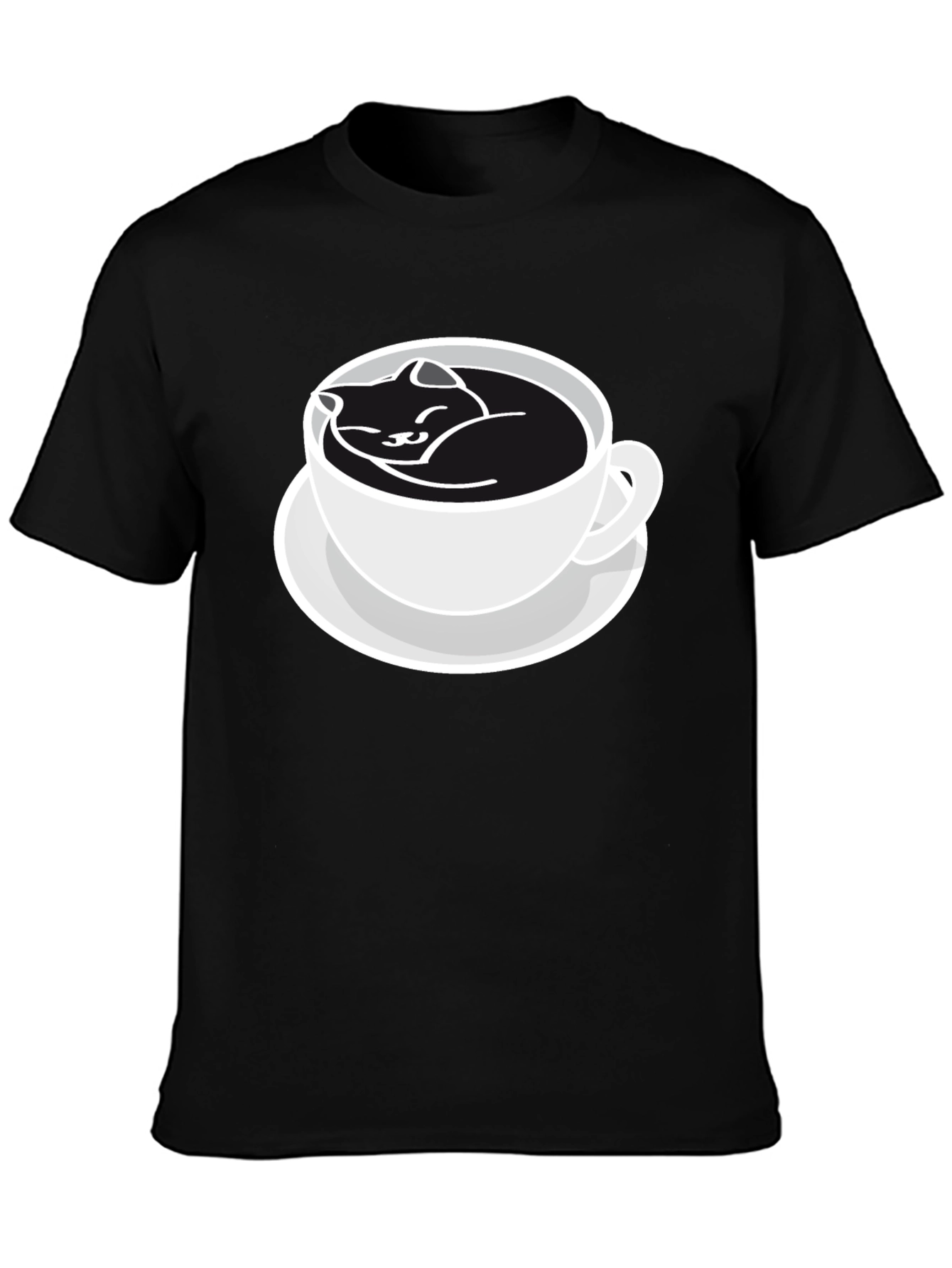 Cat Nap Coffee Cup Black T-Shirt
