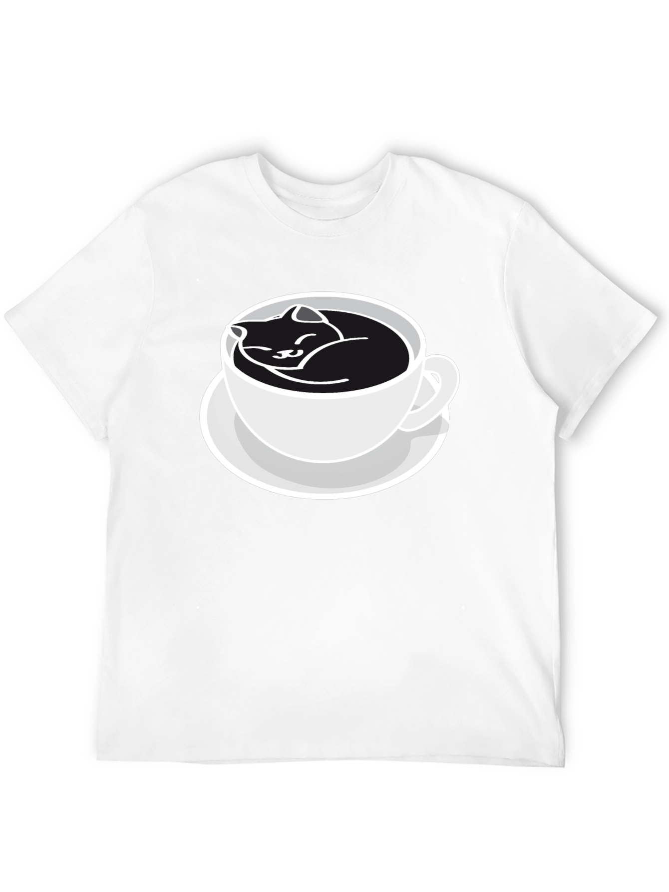 Cat Nap Coffee Cup Black T-Shirt