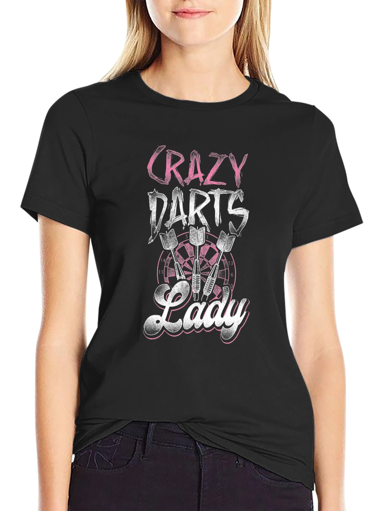 Crazy Darts Lady Black T-Shirt