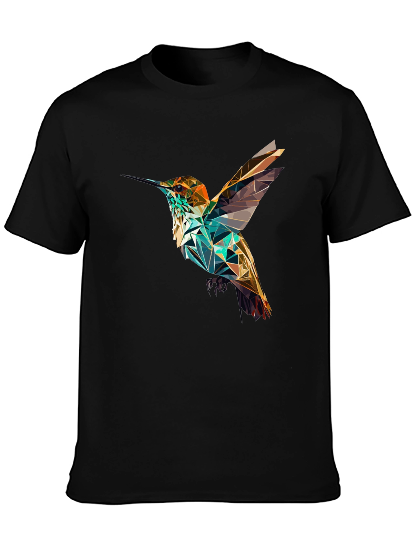 Geometric Hummingbird Black T-Shirt