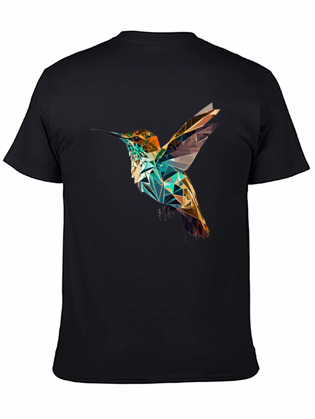Geometric Hummingbird Black T-Shirt
