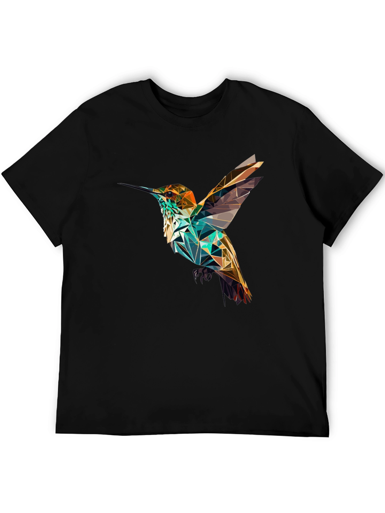Geometric Hummingbird Black T-Shirt