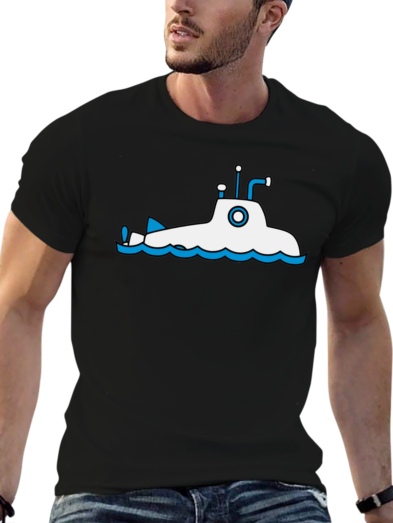 Submarine Graphic Tee - Black Cotton T-Shirt