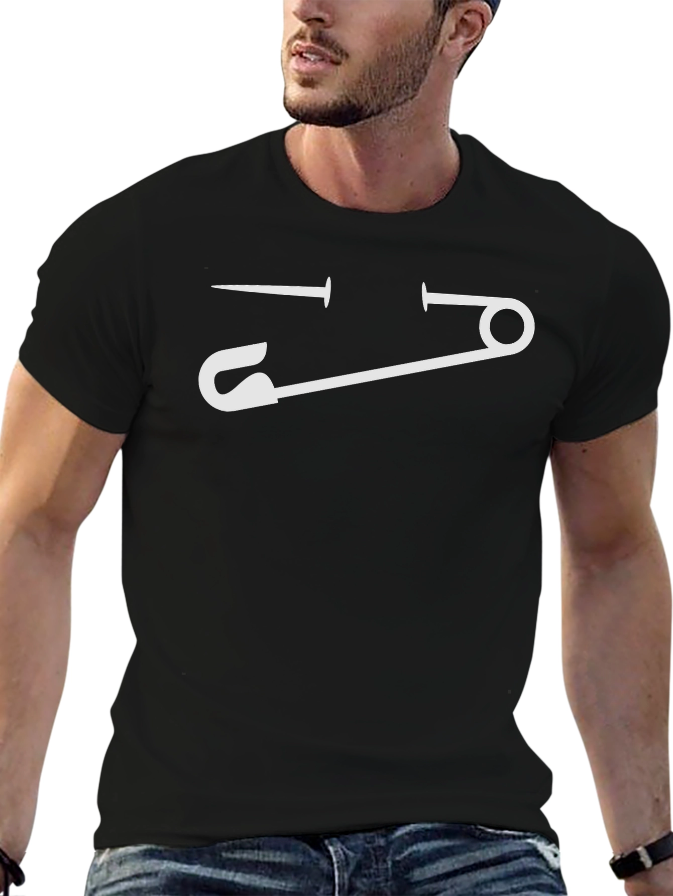 Safety Pin Face Graphic T-Shirt