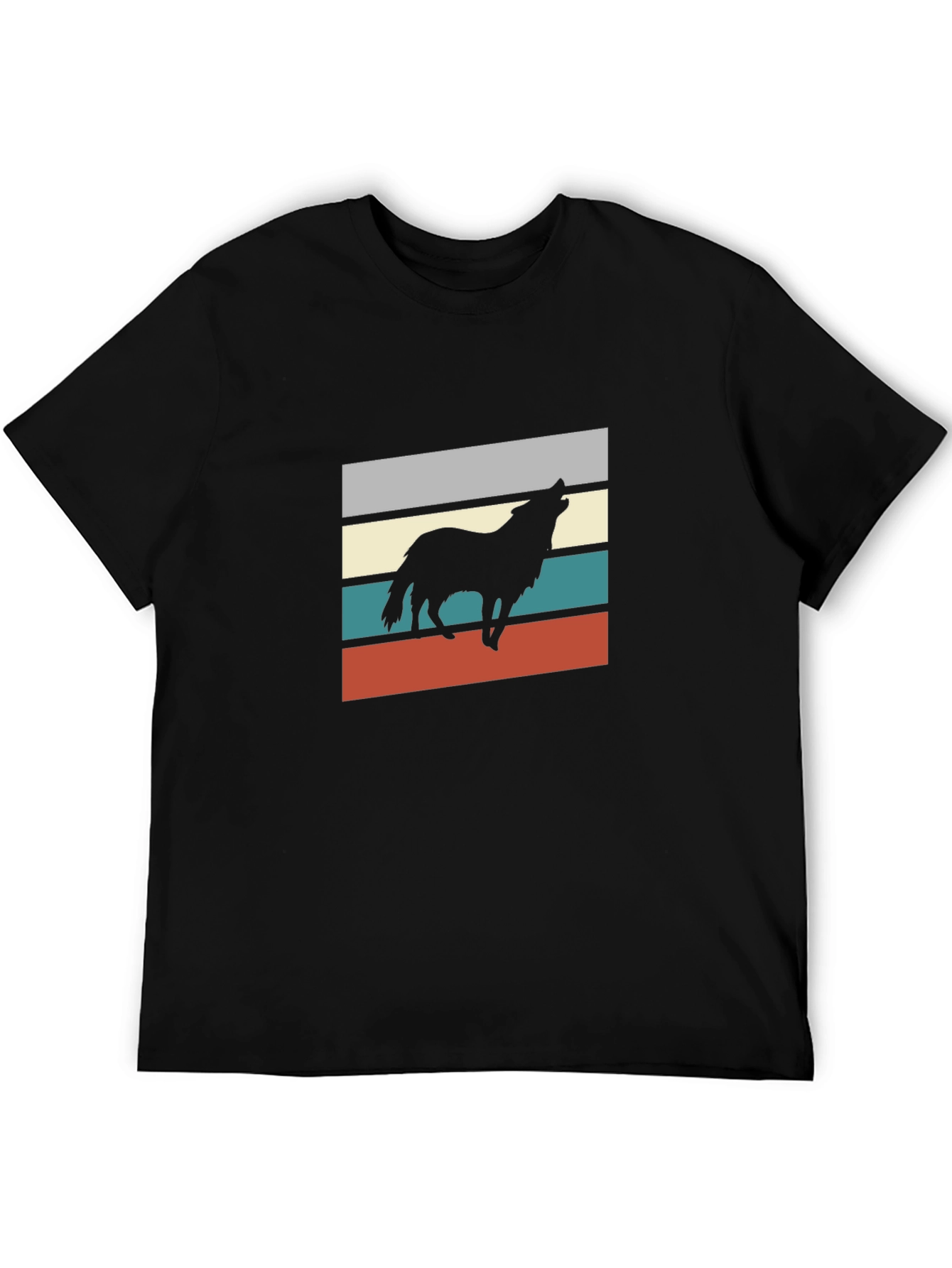 Retro Wolf Graphic Tee - Unisex Black T-Shirt