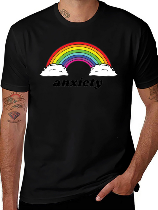 Anxiety Rainbow Graphic Tee - Black Comfort Fit