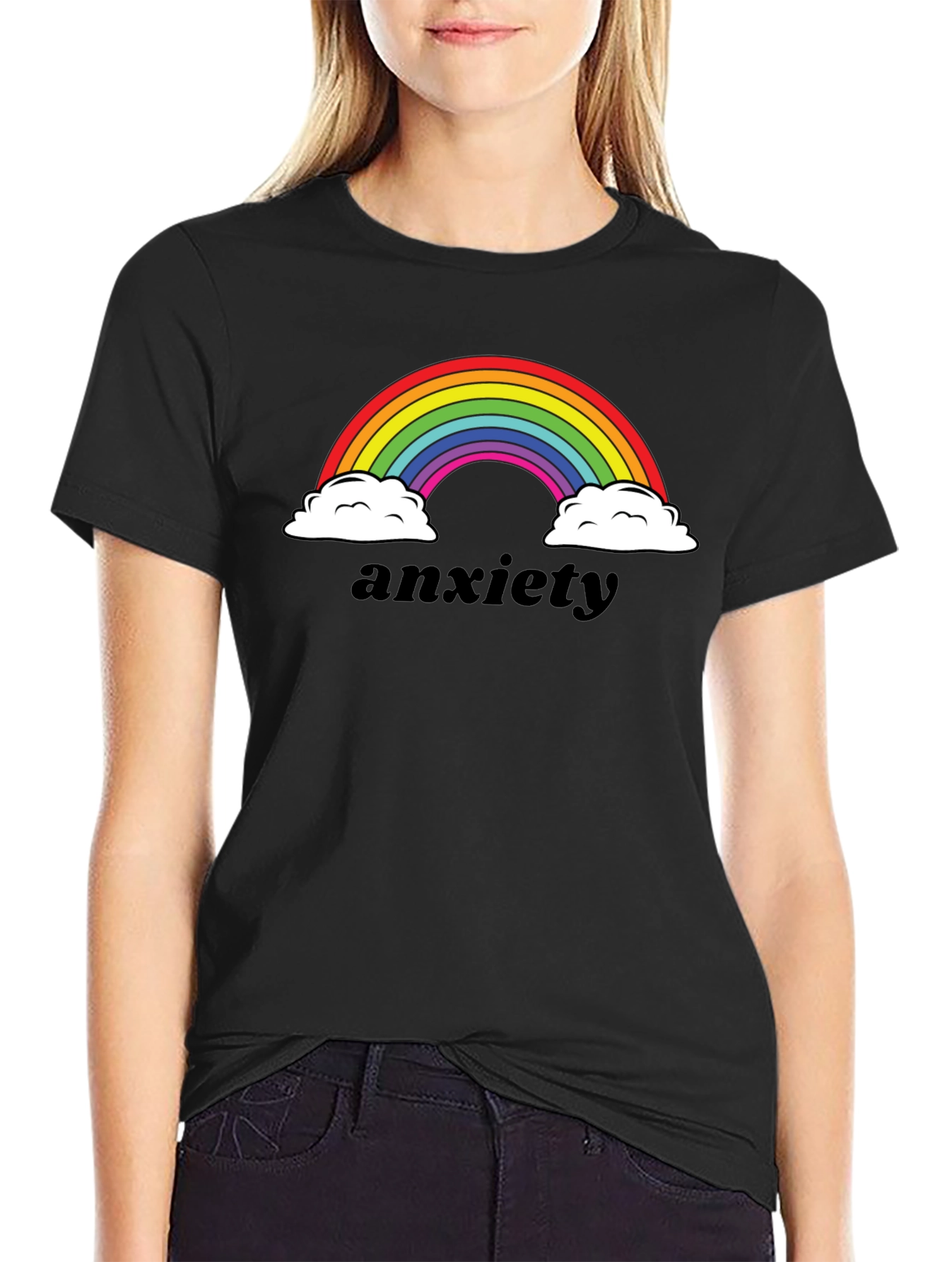 Anxiety Rainbow Graphic Tee - Black Comfort Fit