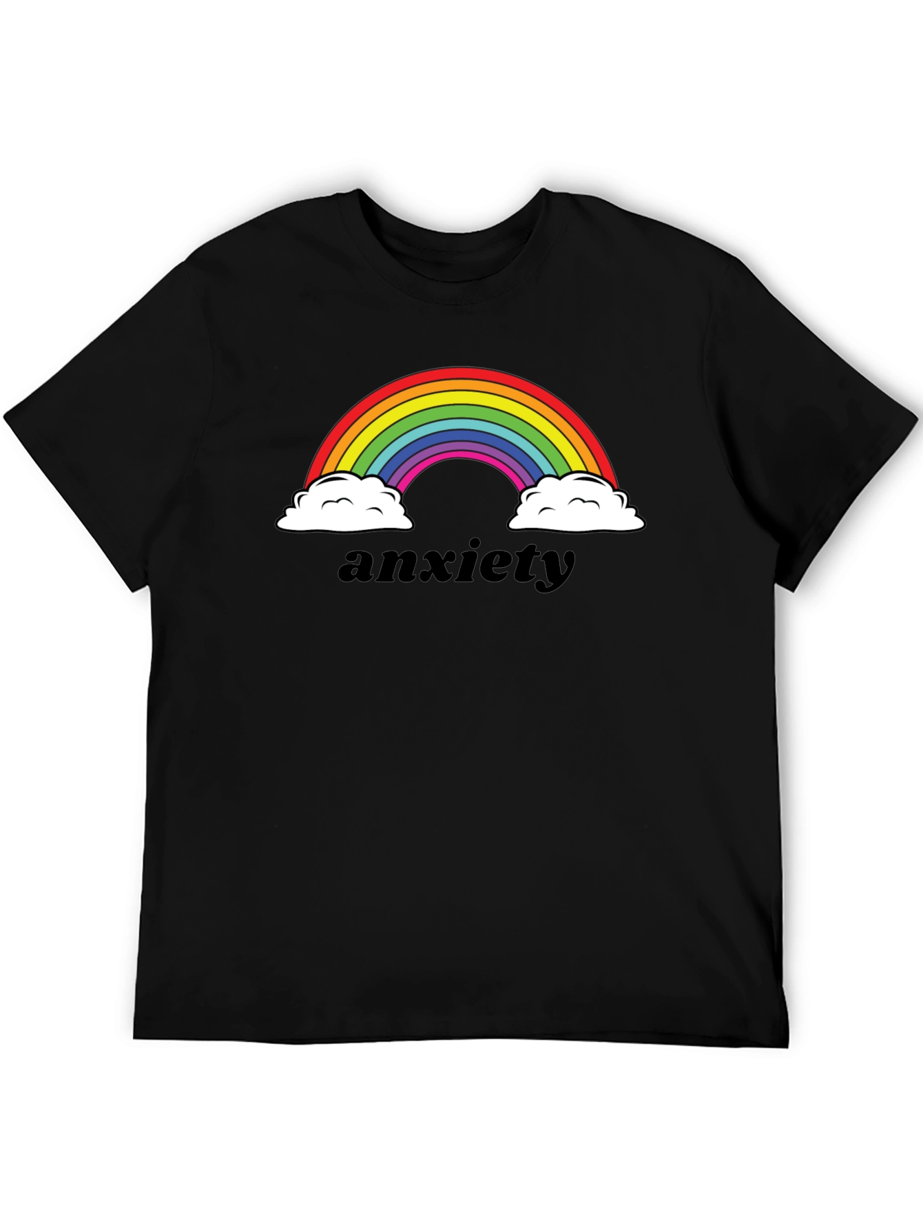 Anxiety Rainbow Graphic Tee - Black Comfort Fit