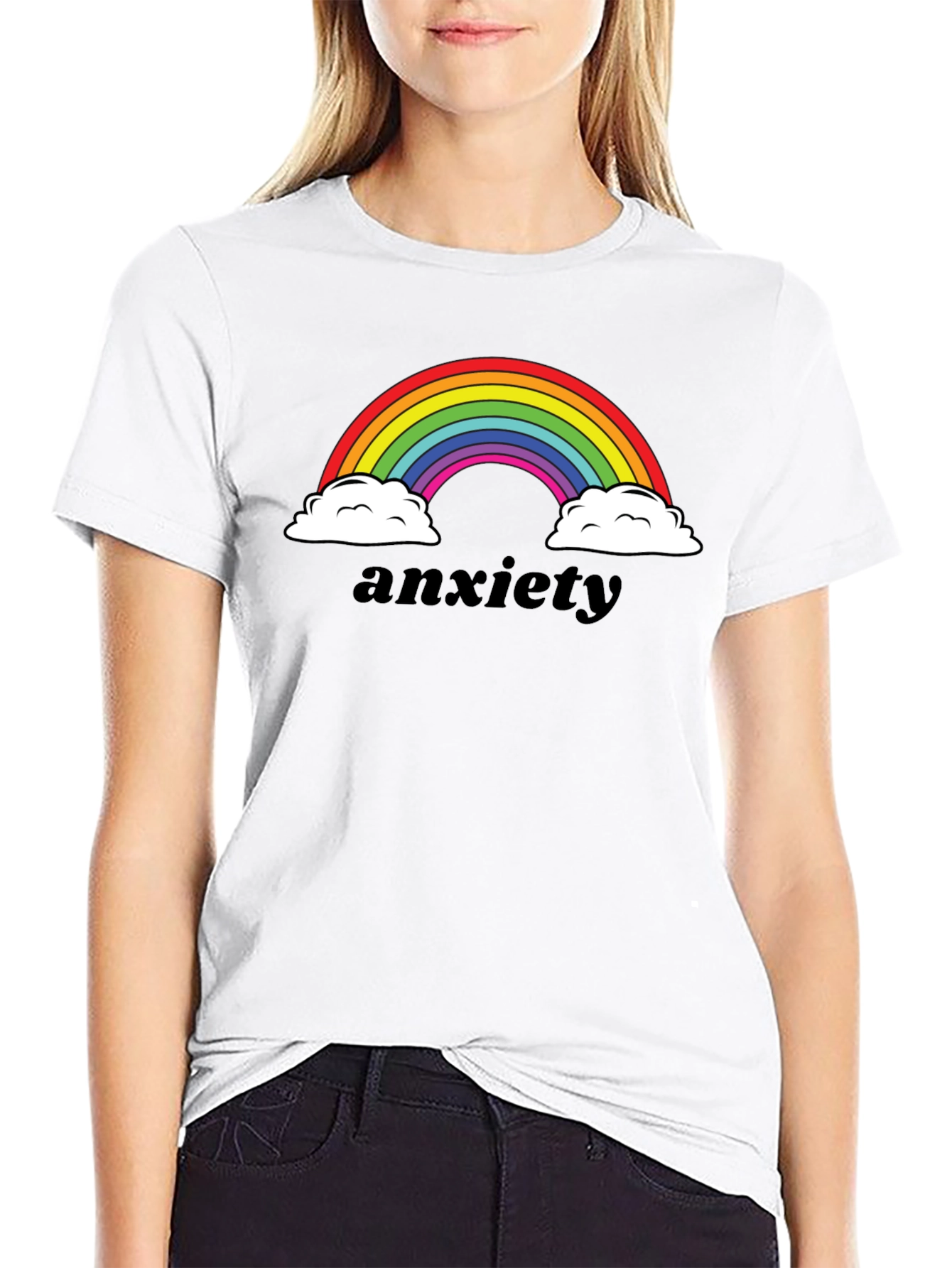 Anxiety Rainbow Graphic Tee - Black Comfort Fit