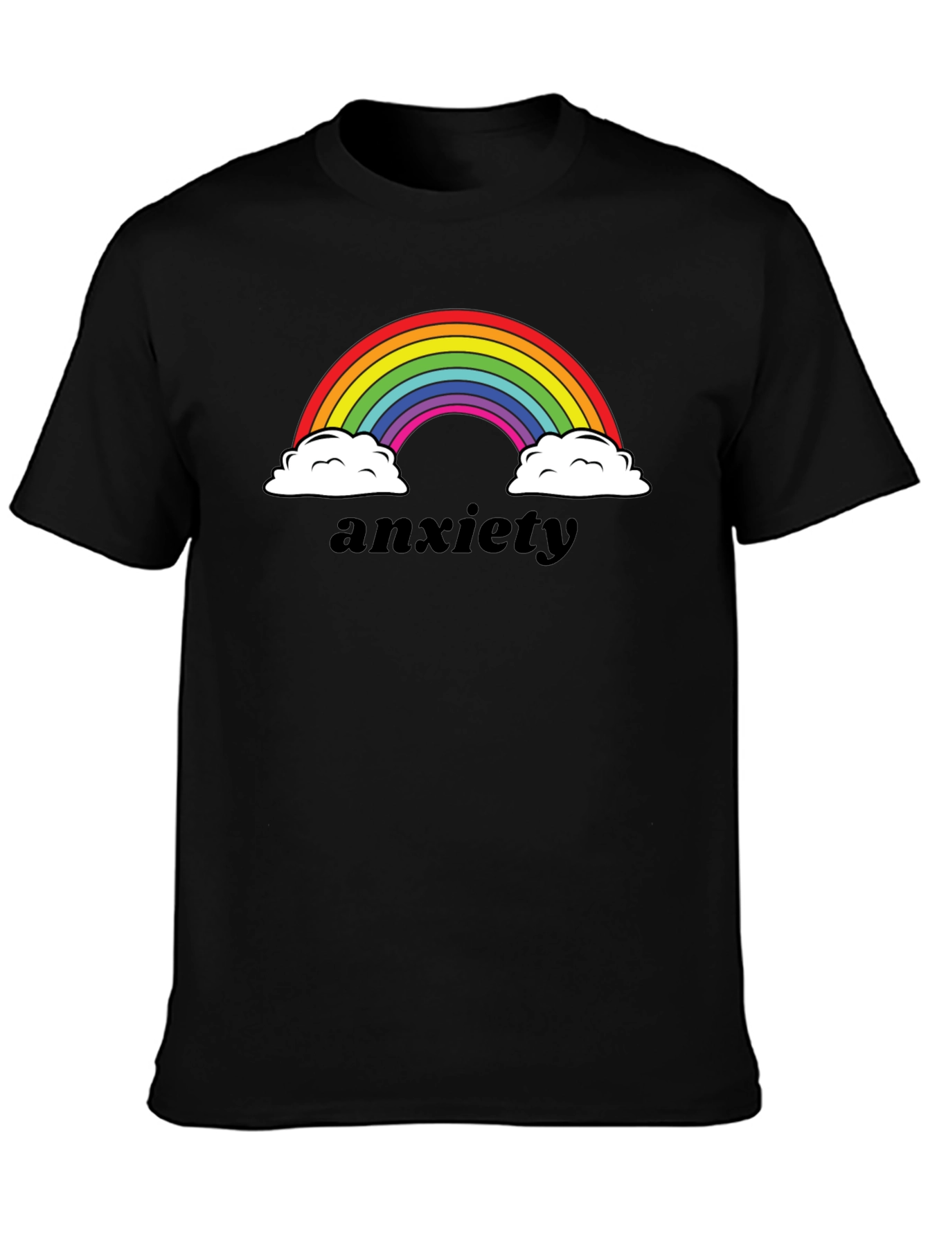Anxiety Rainbow Graphic Tee - Black Comfort Fit