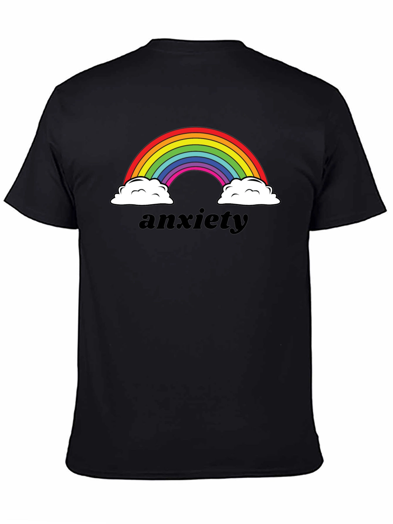 Anxiety Rainbow Graphic Tee - Black Comfort Fit