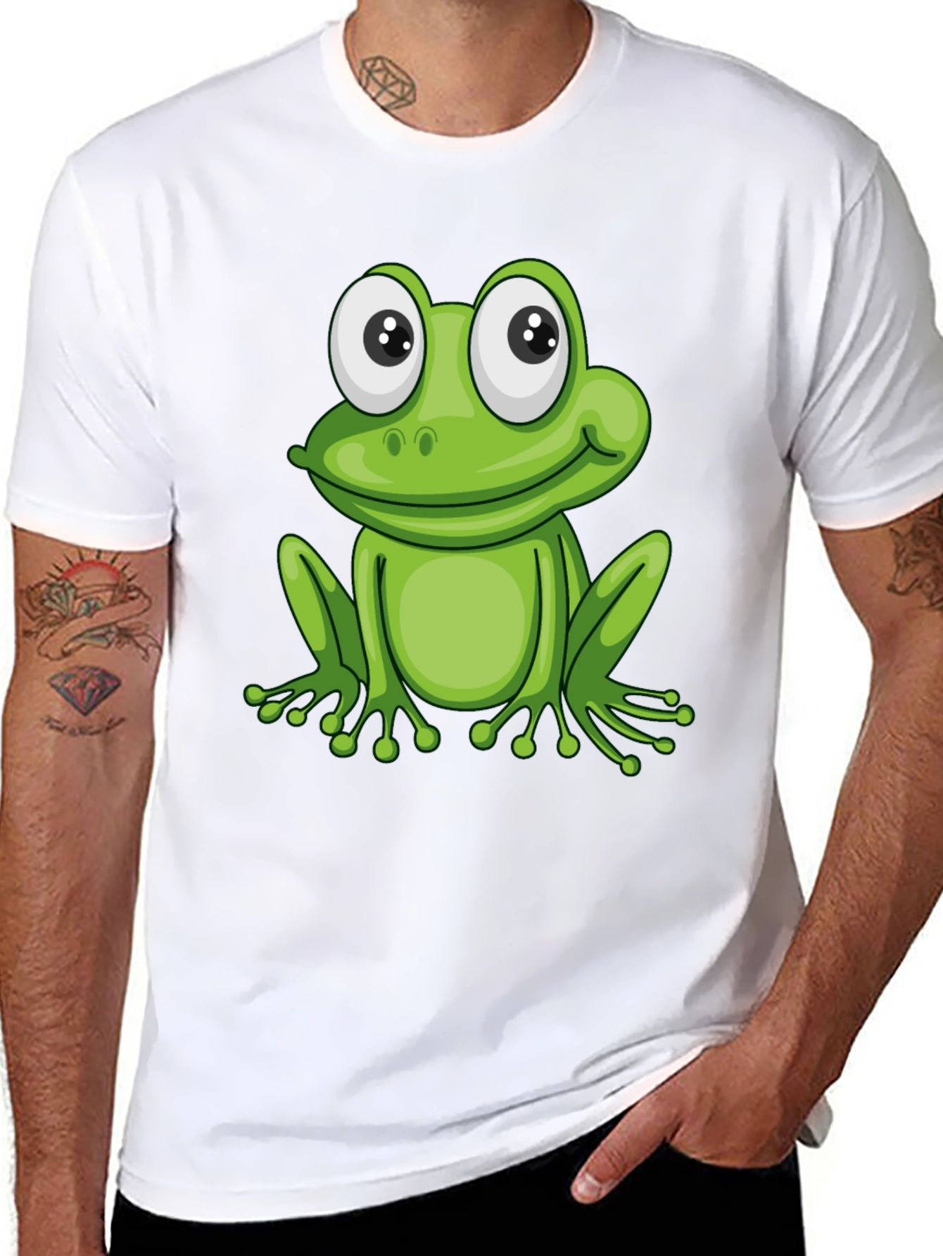 Frog Graphic Black T-Shirt - Fun Cartoon Animal Tee
