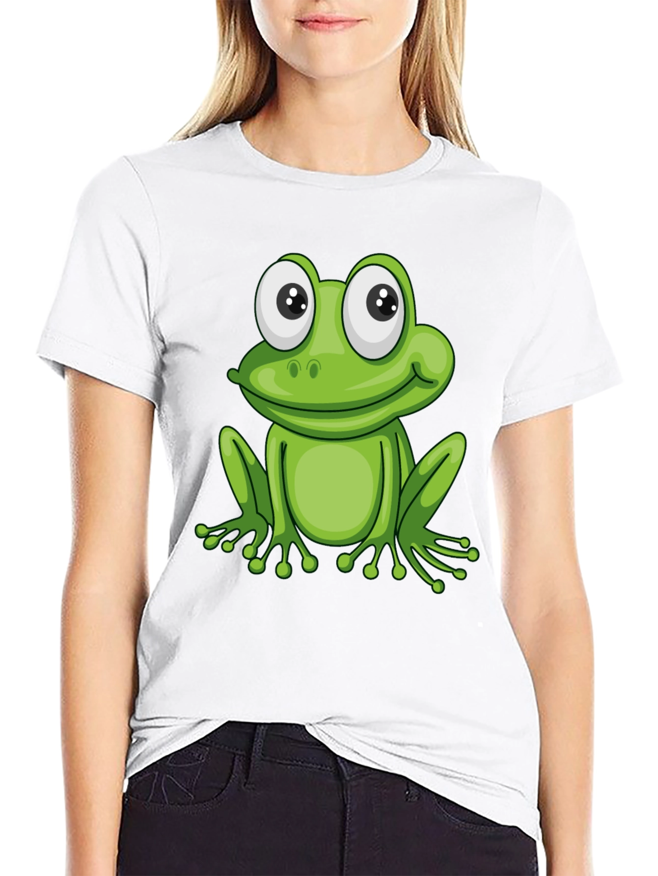 Frog Graphic Black T-Shirt - Fun Cartoon Animal Tee