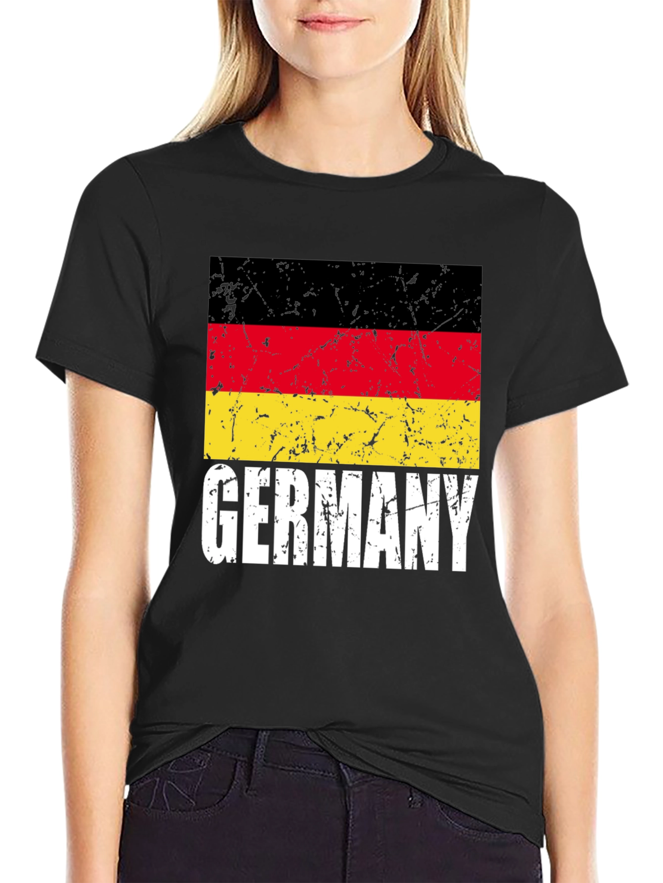 Germany Flag Graphic Tee - Black Cotton T-Shirt