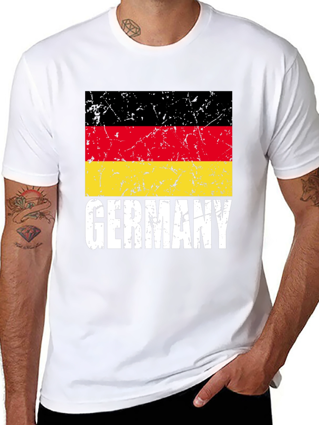 Germany Flag Graphic Tee - Black Cotton T-Shirt