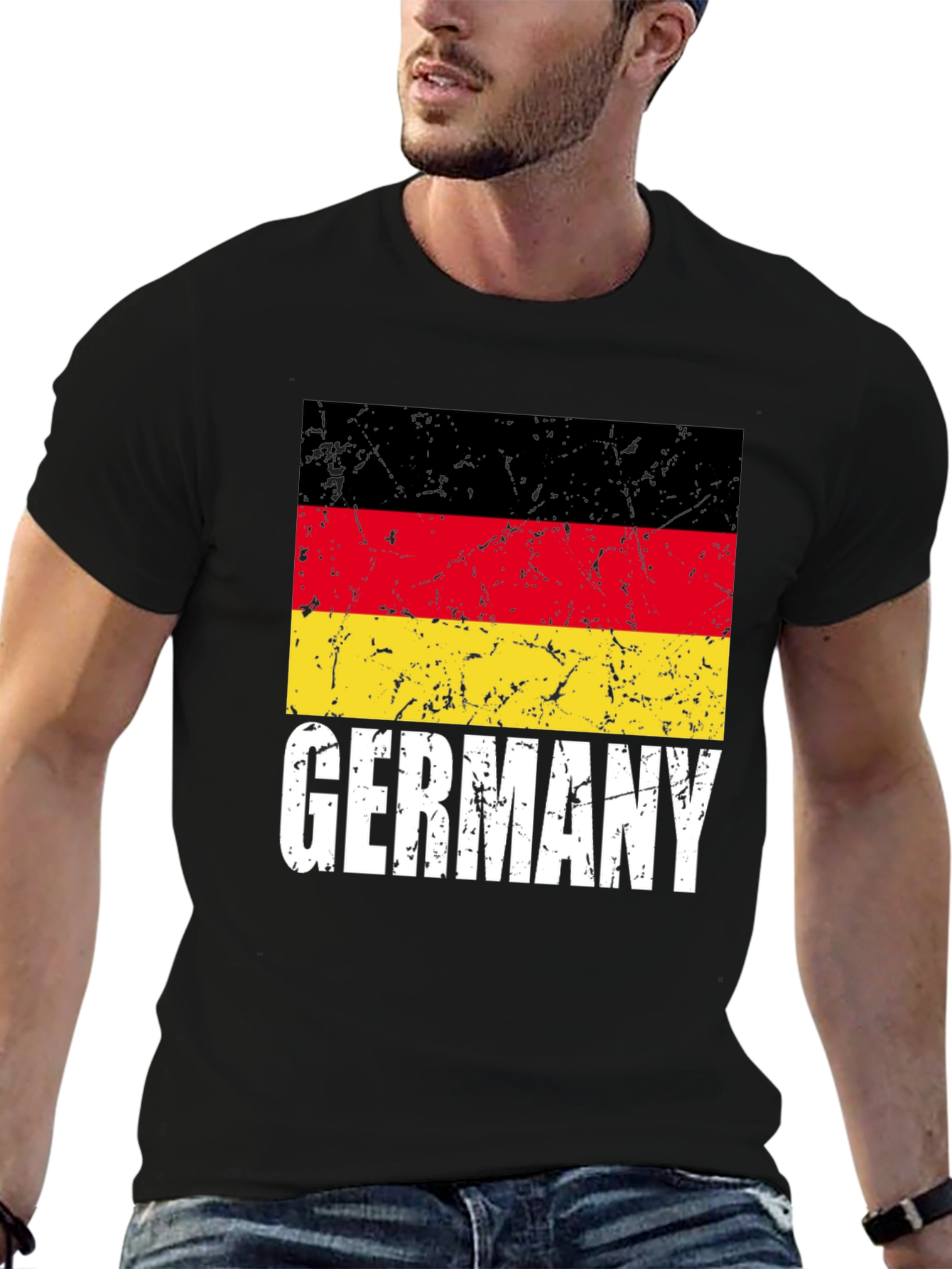Germany Flag Graphic Tee - Black Cotton T-Shirt