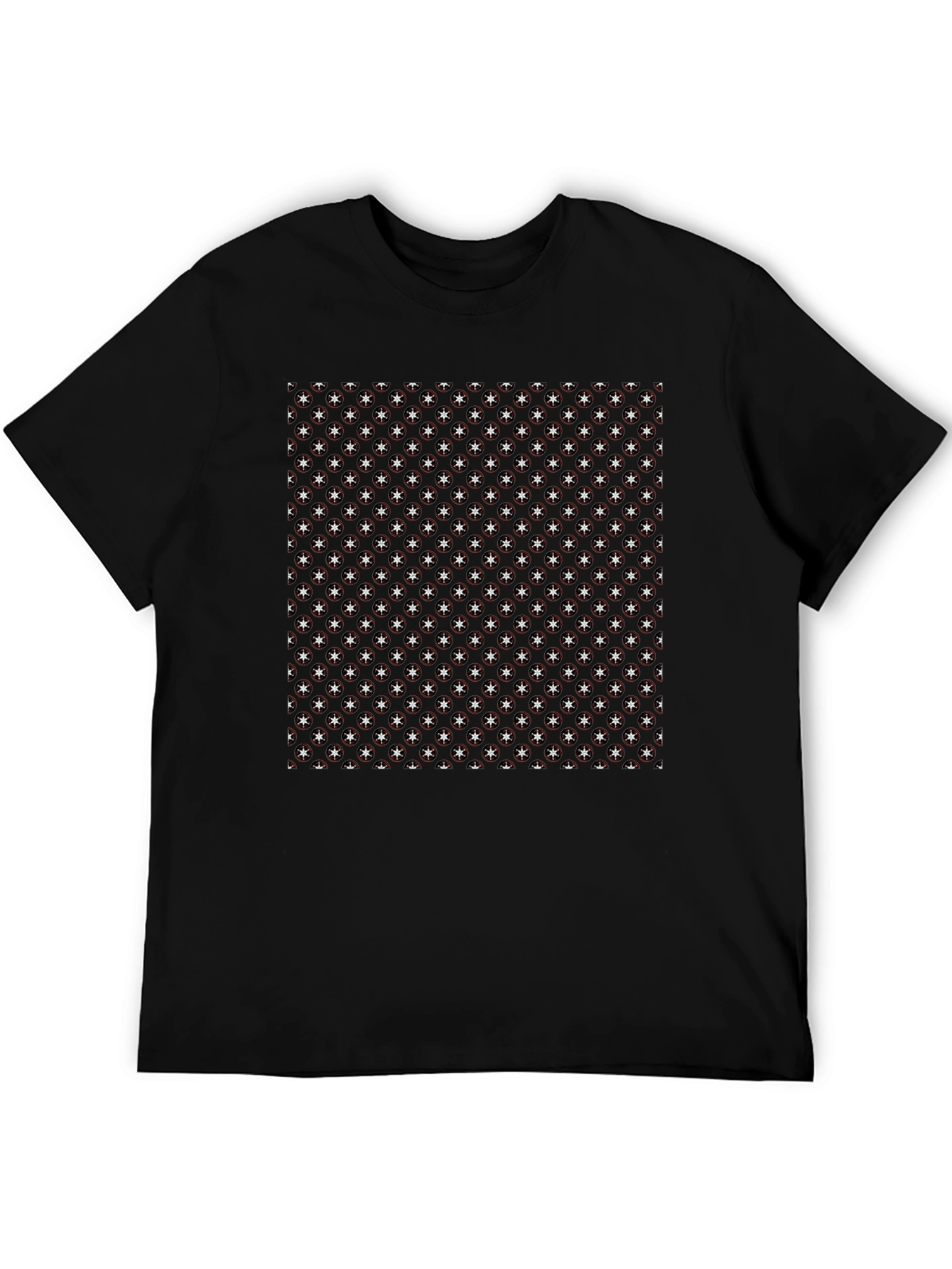 Starry Anchor Pattern Black T-Shirt